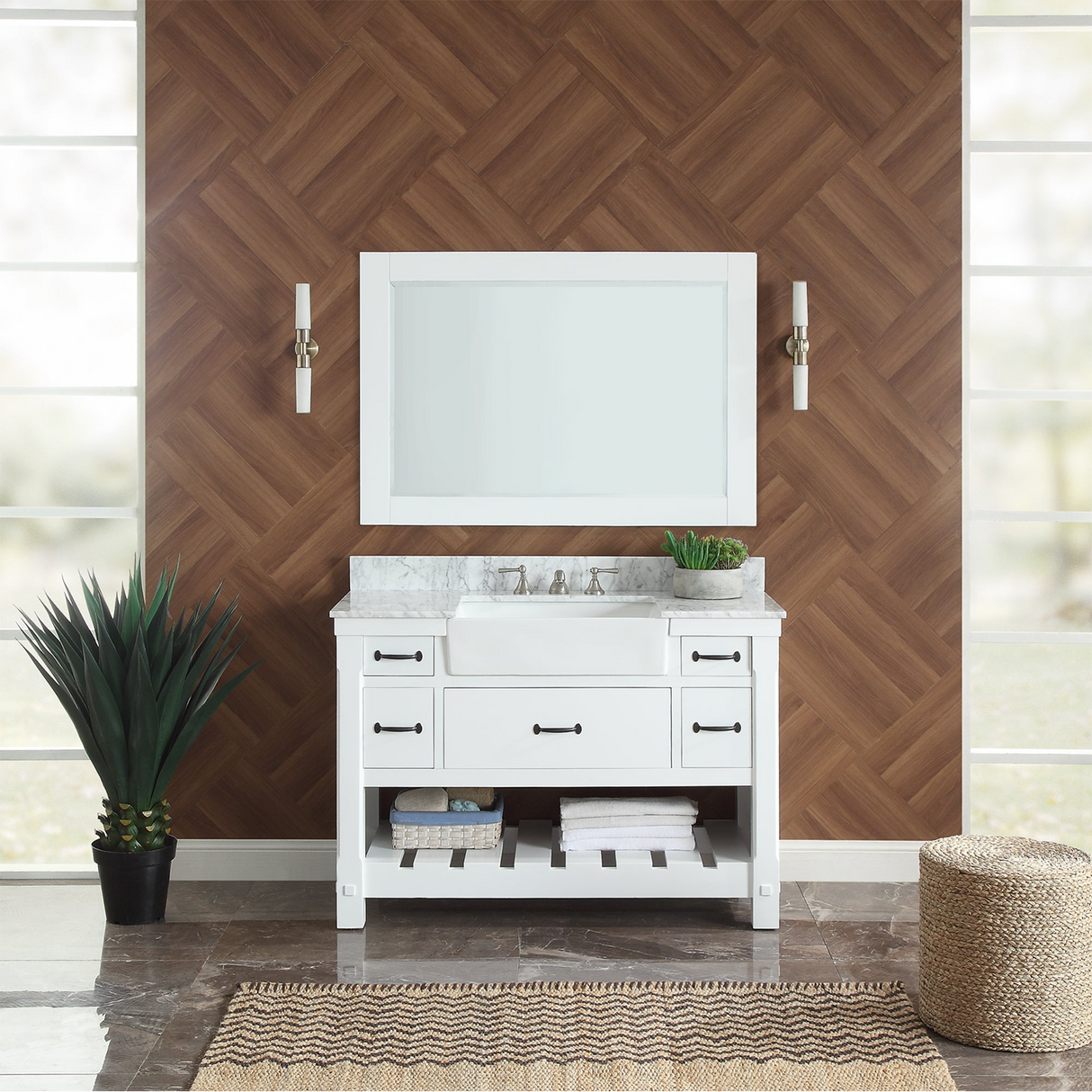 49" Bathroom Vanity in White With Sink - Premium Farmington Family