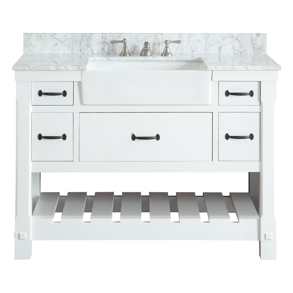 49" Bathroom Vanity in White With Sink - Premium Farmington Family