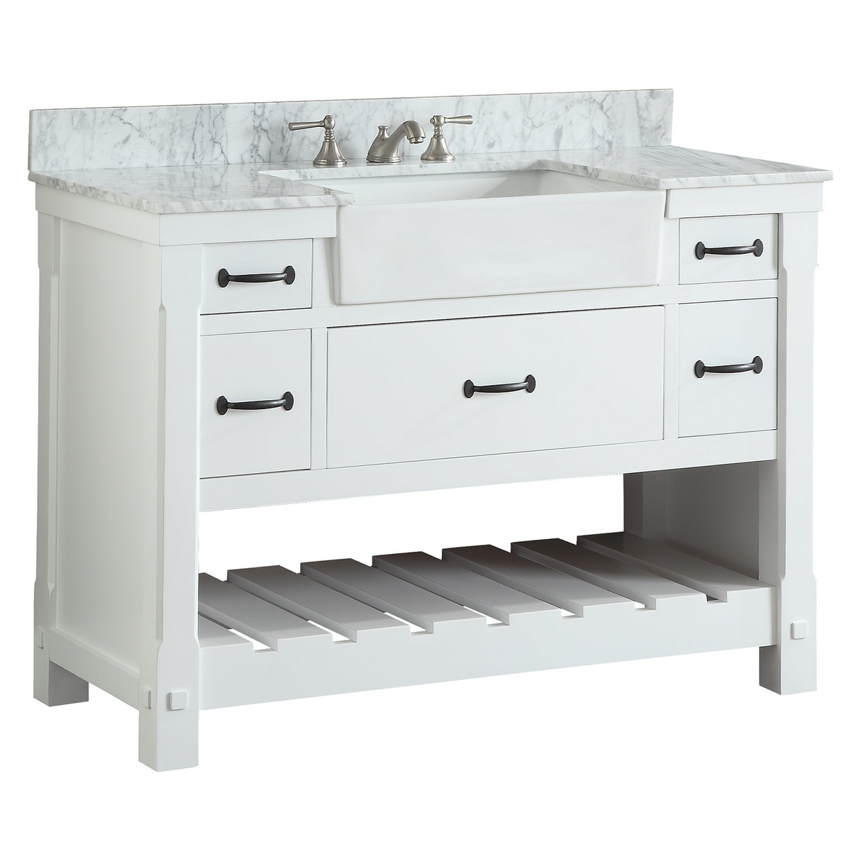 49" Bathroom Vanity in White With Sink - Premium Farmington Family