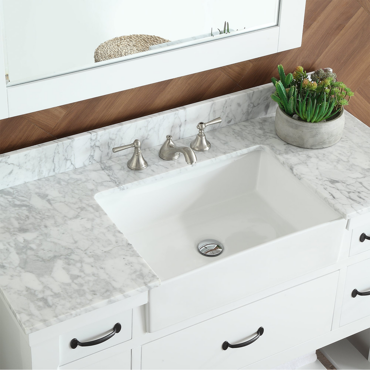 49" Bathroom Vanity in White With Sink - Premium Farmington Family