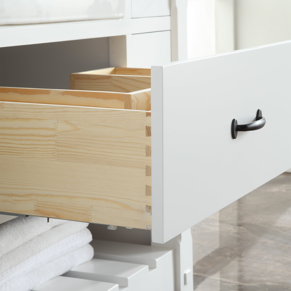 49" Bathroom Vanity in White With Sink - Premium Farmington Family