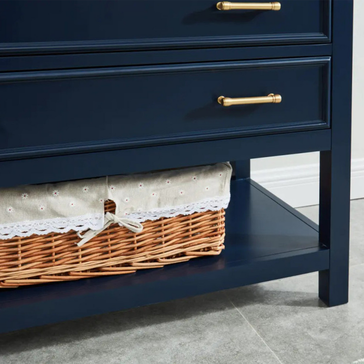 37" Bathroom Vanity in Navy Blue With Sink - Premium Manhattan Family