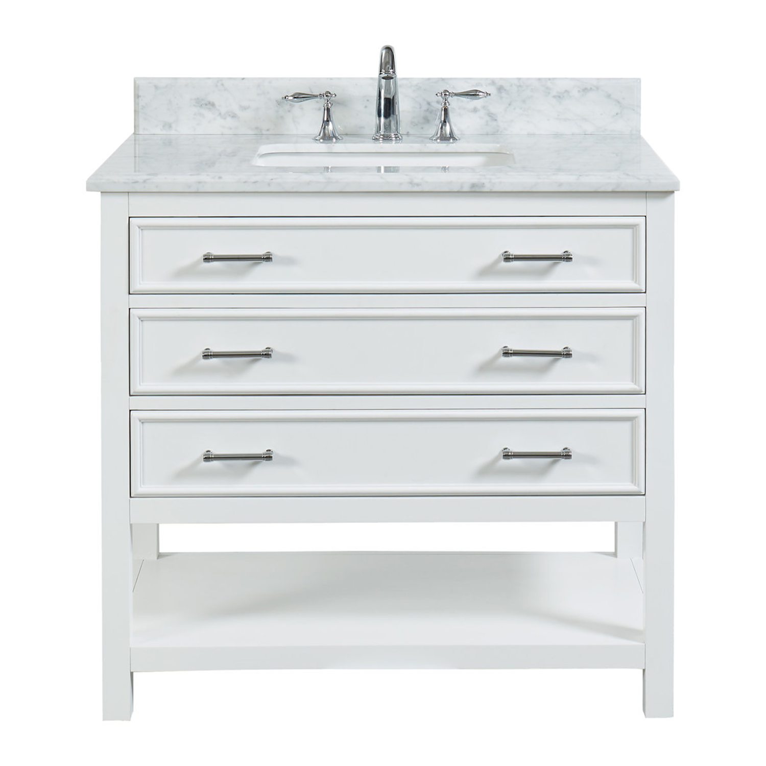 37" Bathroom Vanity in White With Sink - Premium Manhattan Family
