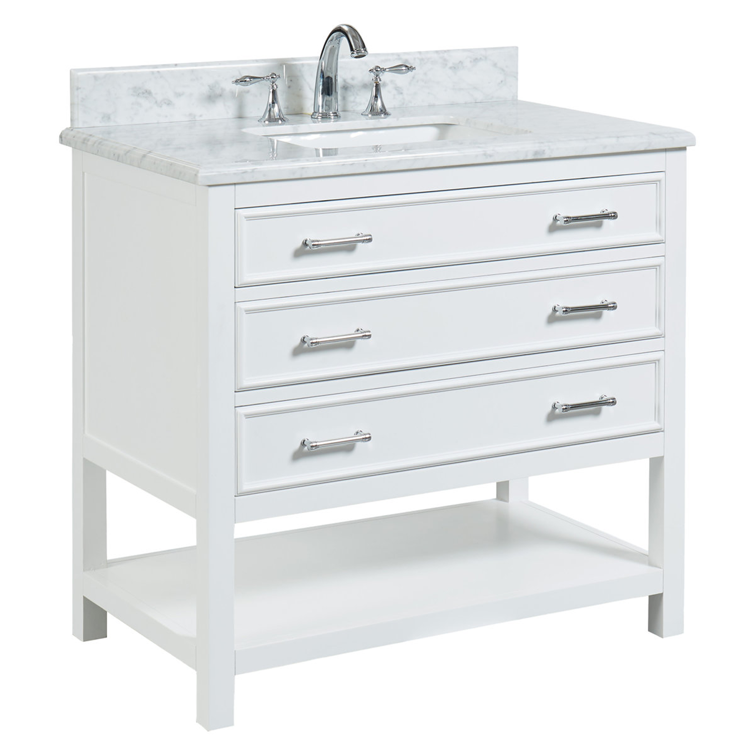 37" Bathroom Vanity in White With Sink - Premium Manhattan Family