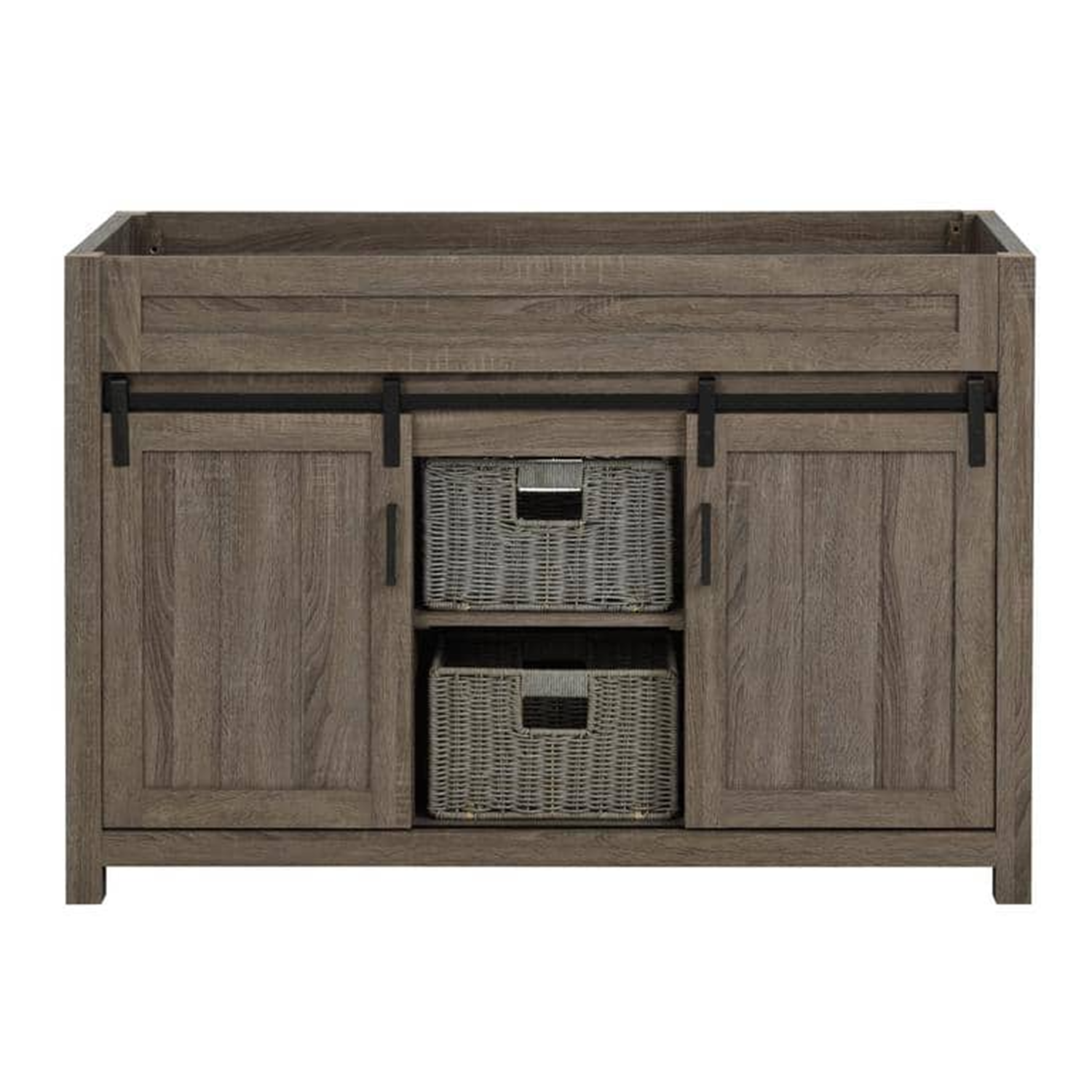 48" Farm Barn Freestanding Solid Wood Antique Brown Bathroom Vanity Cabinet Without Top