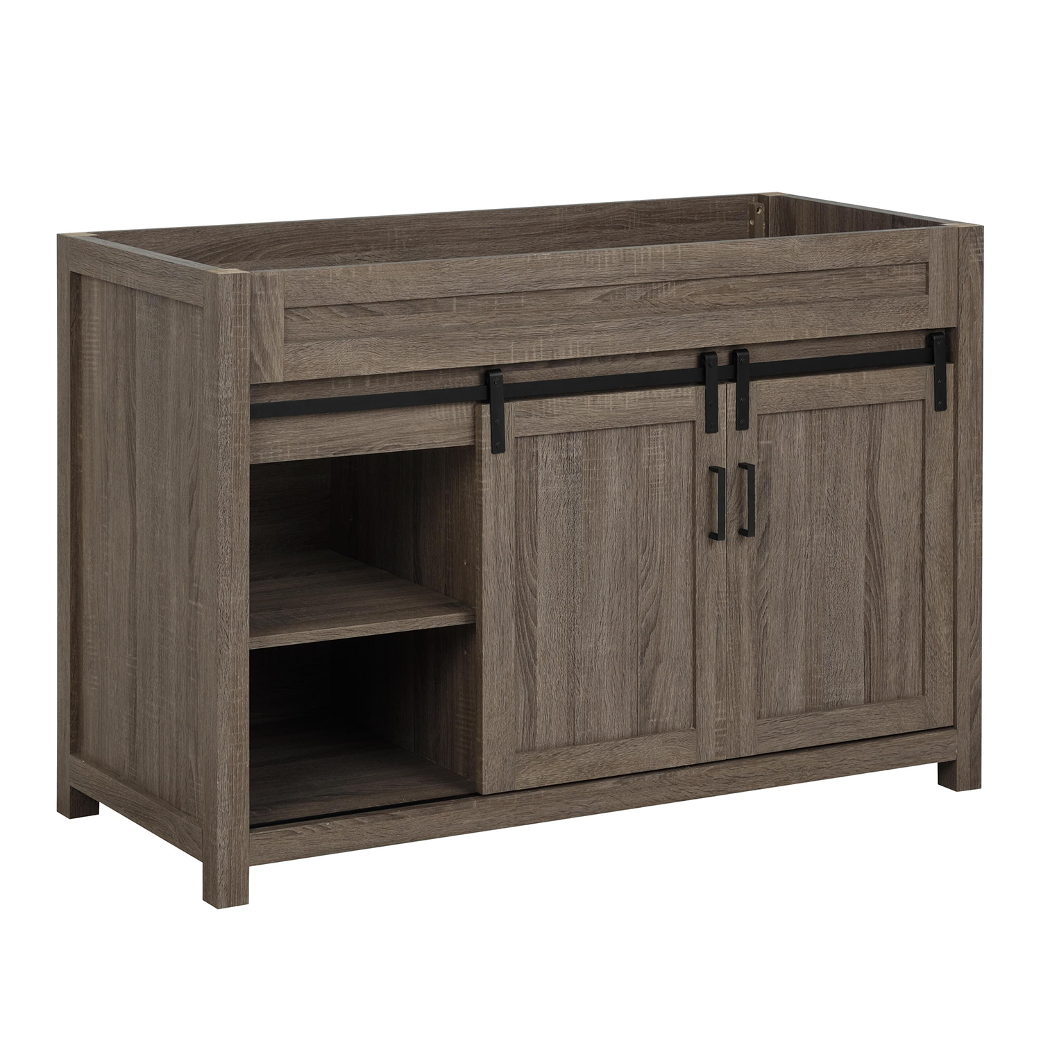 48" Farm Barn Freestanding Solid Wood Antique Brown Bathroom Vanity Cabinet Without Top