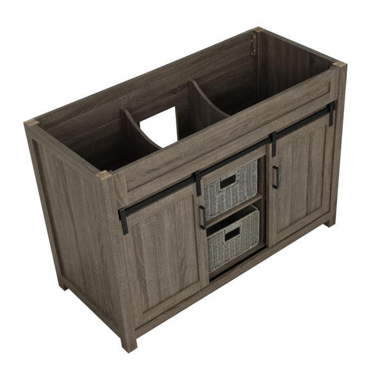 48" Farm Barn Freestanding Solid Wood Antique Brown Bathroom Vanity Cabinet Without Top
