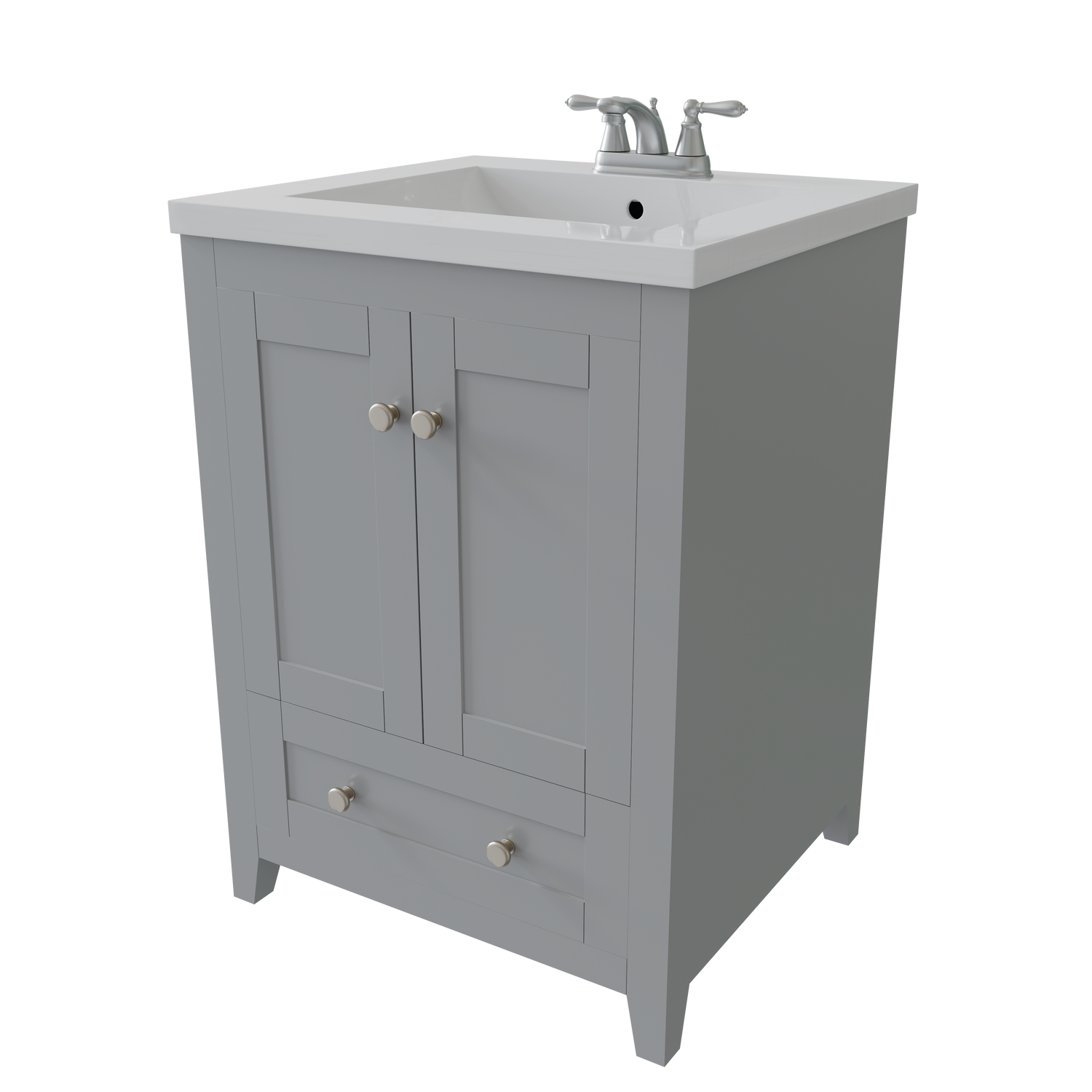 Adak 24 In. Gray Freestanding Bathroom Vanity with Porcelain Sink Top