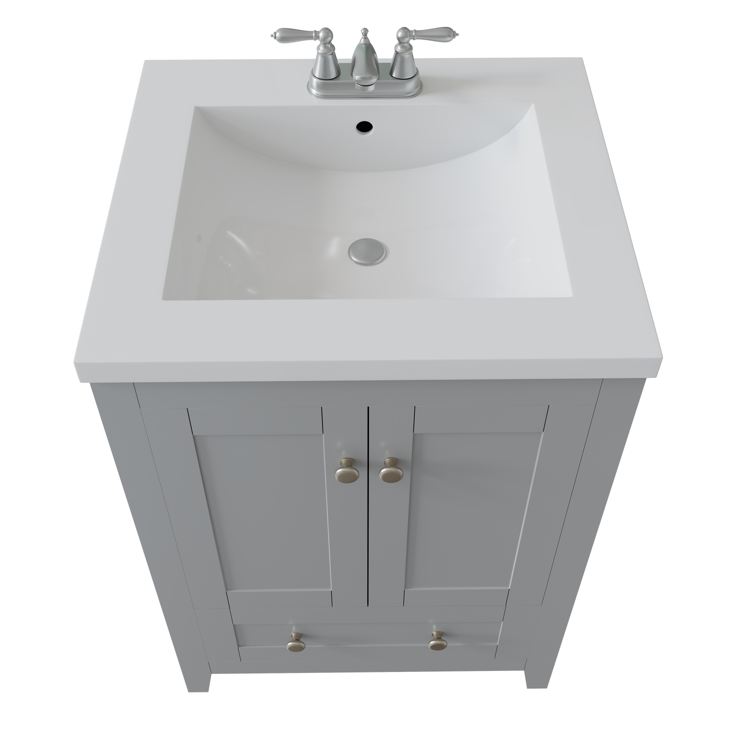 Adak 24 In. Gray Freestanding Bathroom Vanity with Porcelain Sink Top