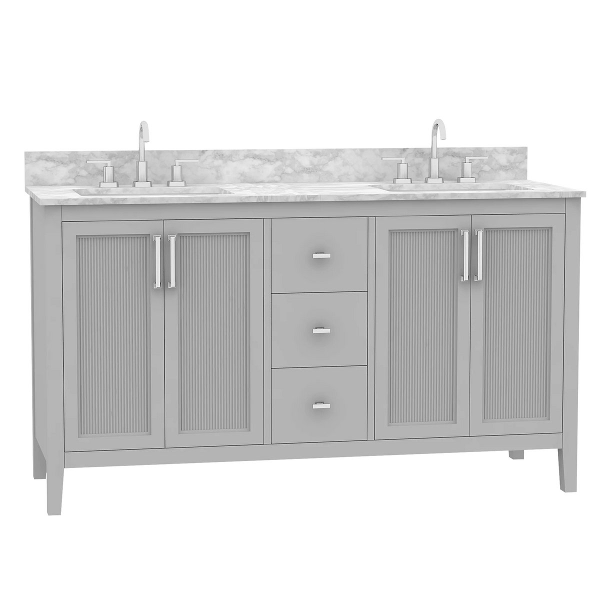 60" Hollister Vanity Combo In Light Gray With Sintered Stone Top