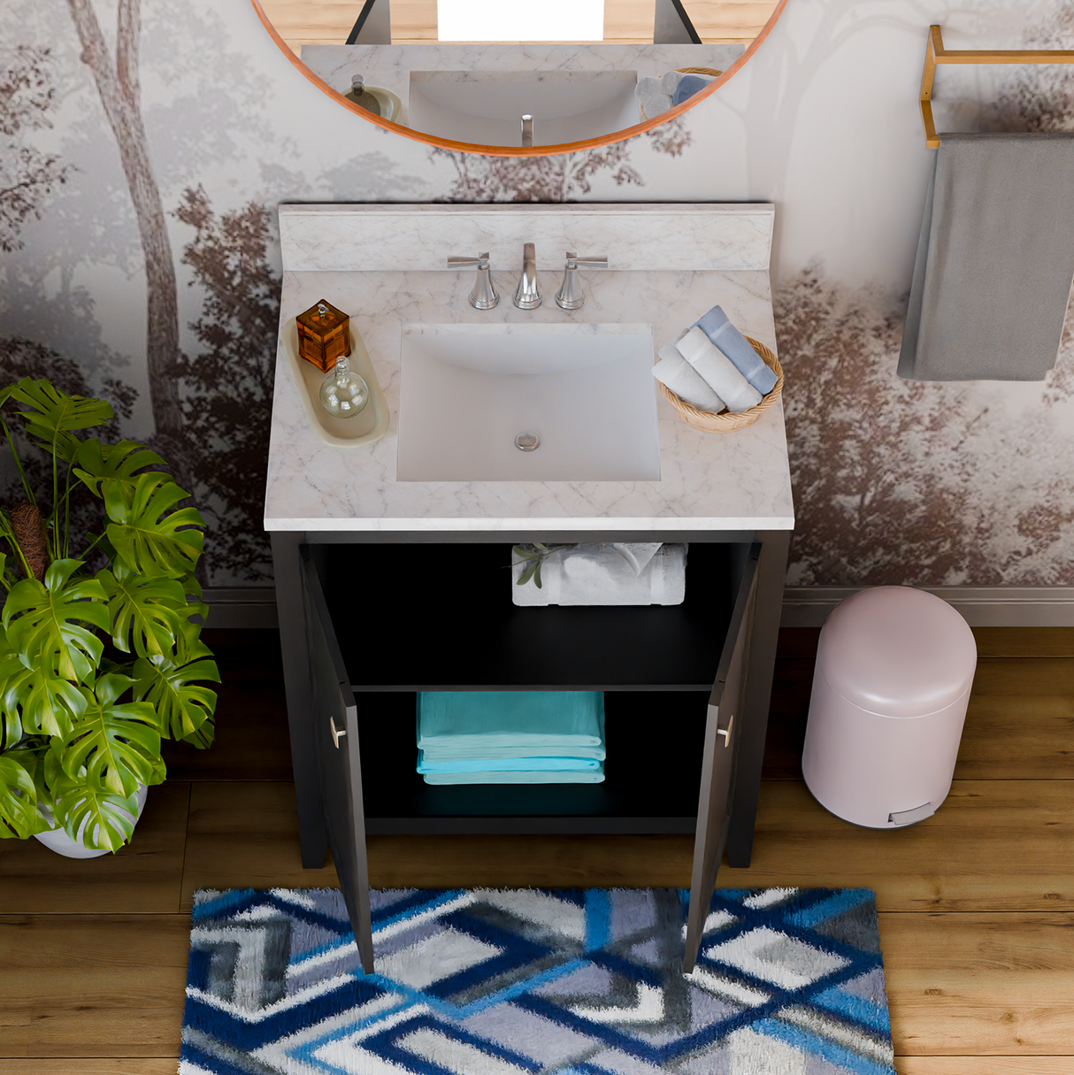 30" Coltrane Espresso Freestanding Solid Wood Bathroom Vanity With Premium Carrara Natural Marble Sink Top with 4 In. Backsplash