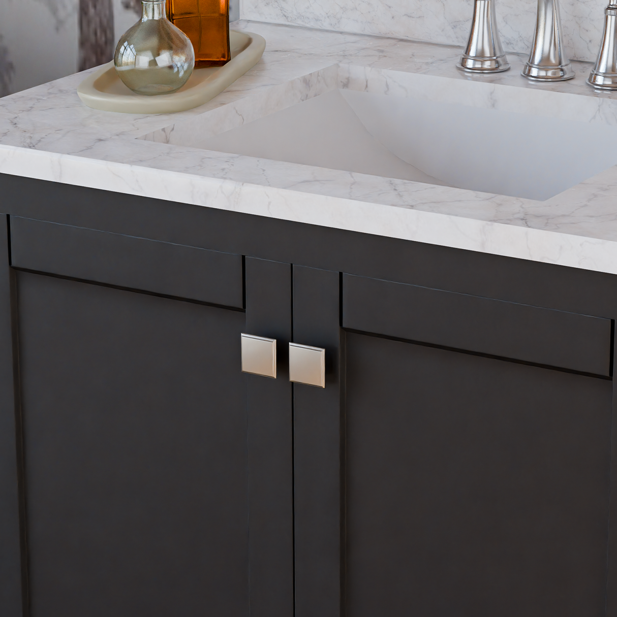 30" Coltrane Espresso Freestanding Solid Wood Bathroom Vanity With Premium Carrara Natural Marble Sink Top with 4 In. Backsplash