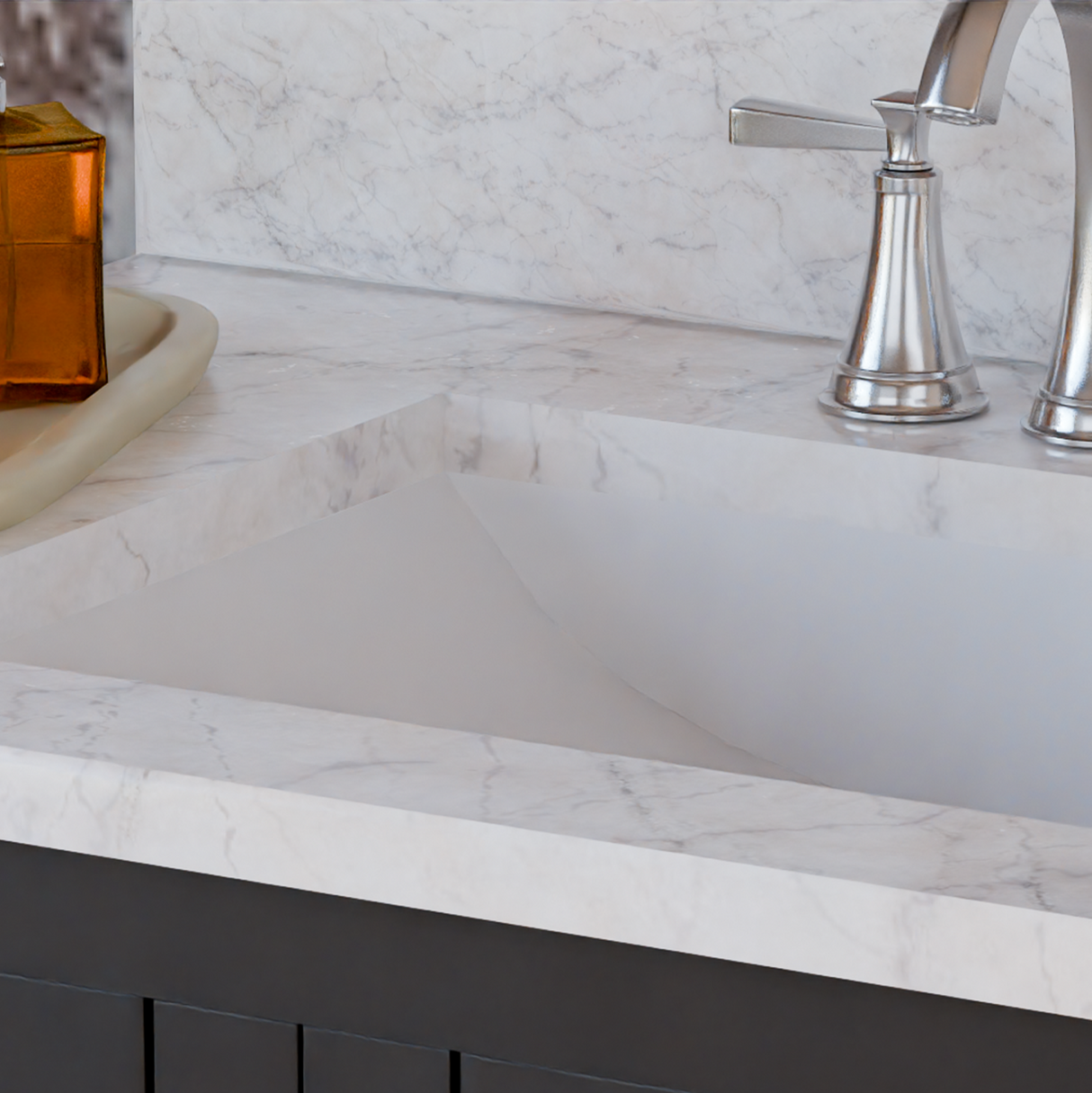 30" Coltrane Espresso Freestanding Solid Wood Bathroom Vanity With Premium Carrara Natural Marble Sink Top with 4 In. Backsplash