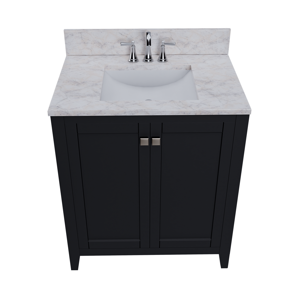 30" Coltrane Espresso Freestanding Solid Wood Bathroom Vanity With Premium Carrara Natural Marble Sink Top with 4 In. Backsplash