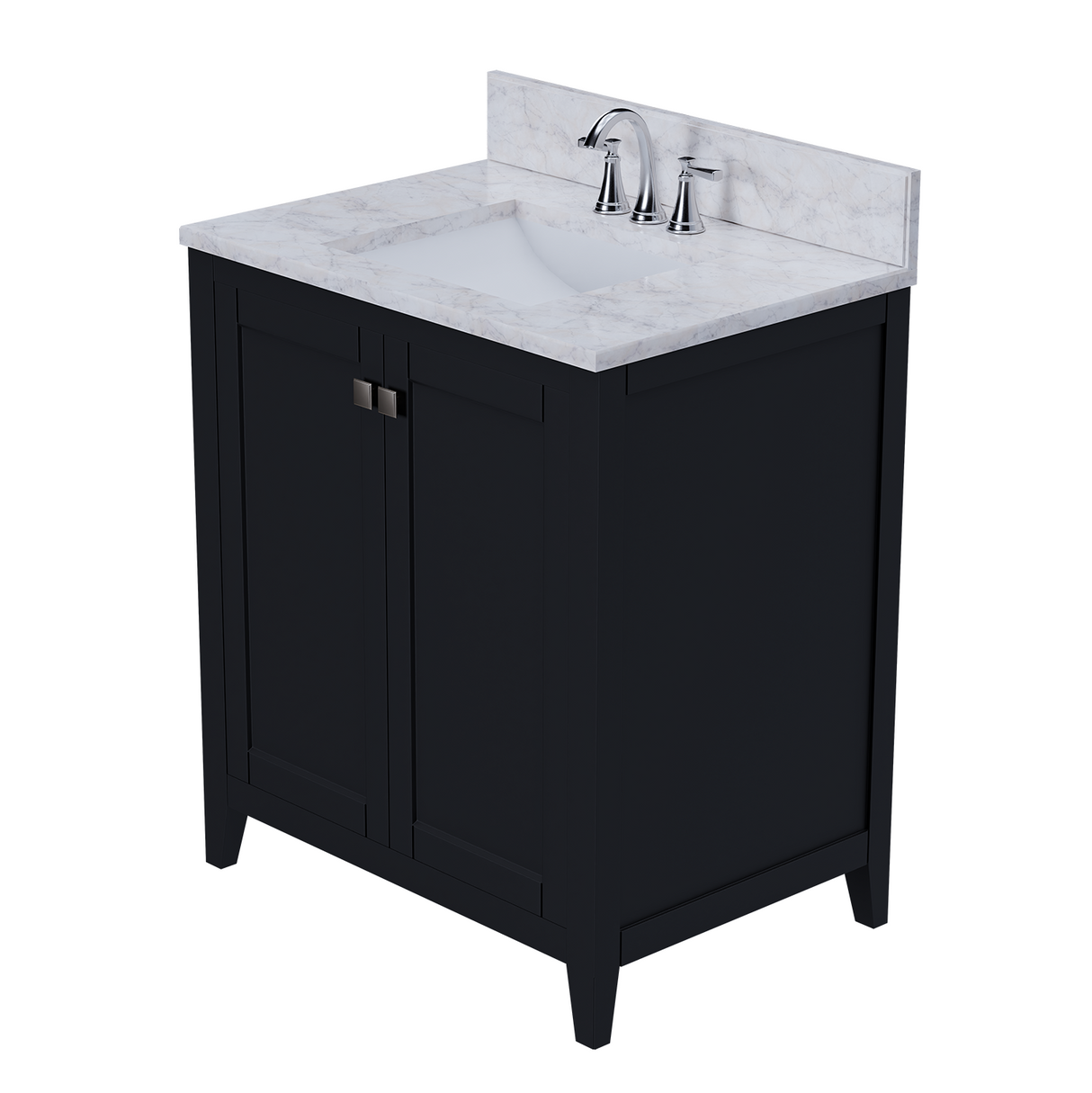 30" Coltrane Espresso Freestanding Solid Wood Bathroom Vanity With Premium Carrara Natural Marble Sink Top with 4 In. Backsplash