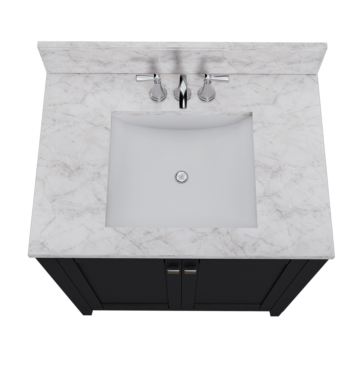 30" Coltrane Espresso Freestanding Solid Wood Bathroom Vanity With Premium Carrara Natural Marble Sink Top with 4 In. Backsplash
