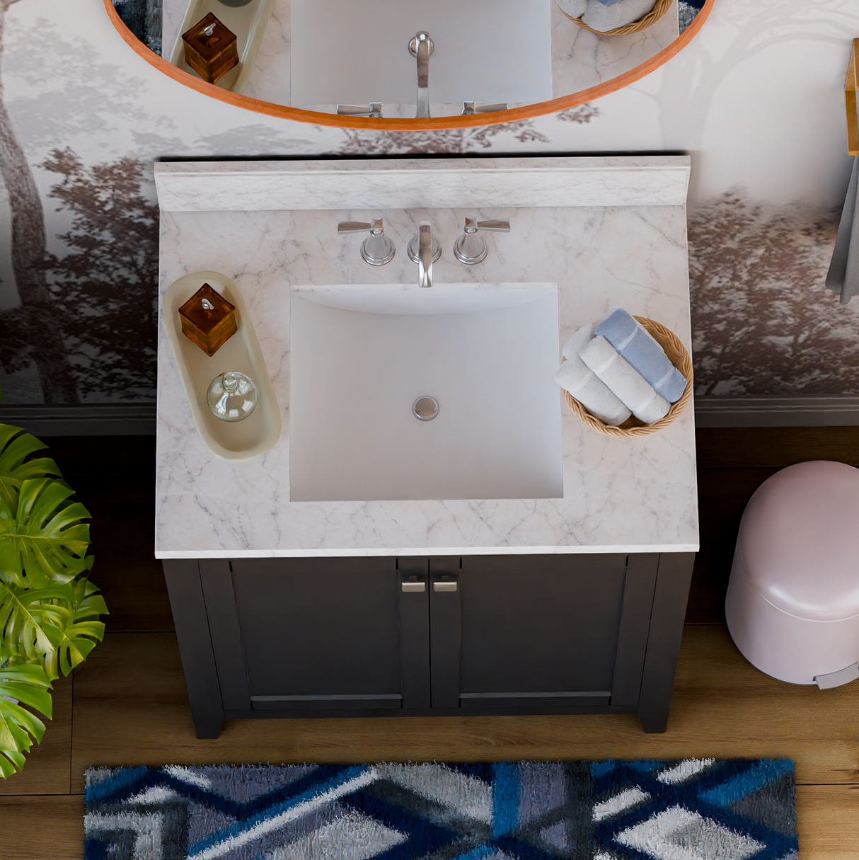 30" Coltrane Espresso Freestanding Solid Wood Bathroom Vanity With Premium Carrara Natural Marble Sink Top with 4 In. Backsplash