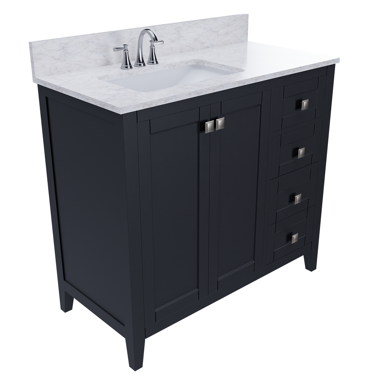 36" Coltrane Espresso Freestanding Solid Wood Bathroom Vanity With Premium Carrara Natural Marble Sink Top with 4 In. Backsplash