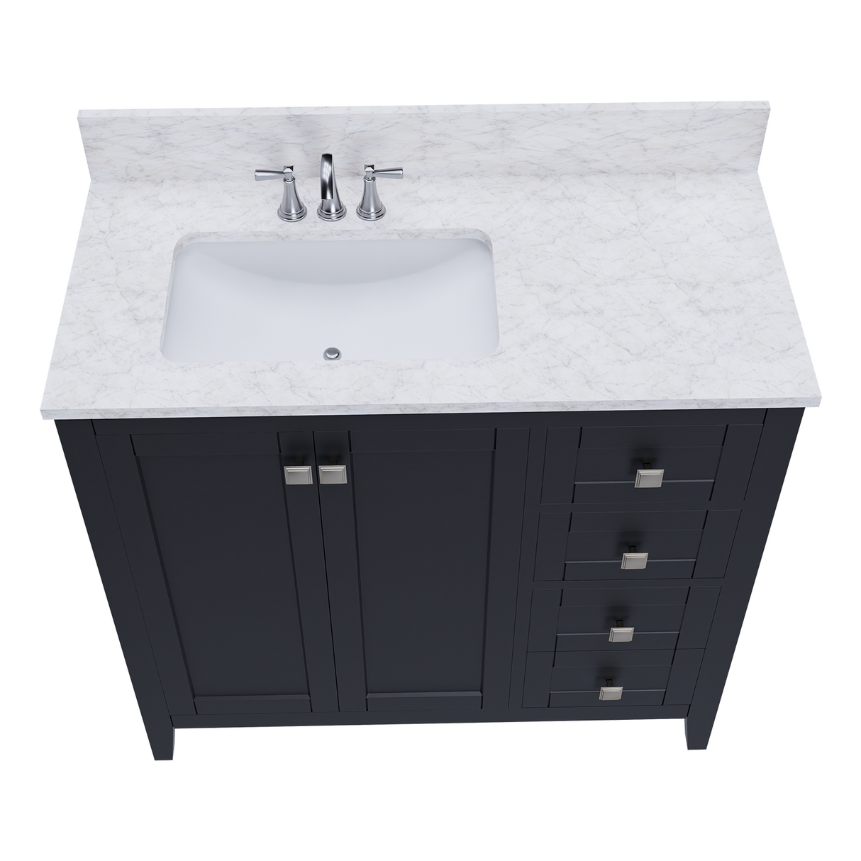36" Coltrane Espresso Freestanding Solid Wood Bathroom Vanity With Premium Carrara Natural Marble Sink Top with 4 In. Backsplash