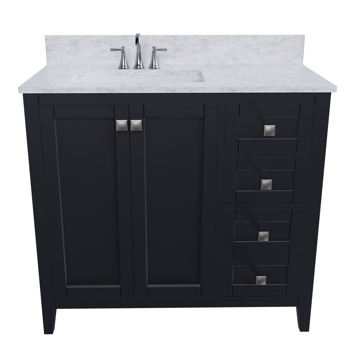 36" Coltrane Espresso Freestanding Solid Wood Bathroom Vanity With Premium Carrara Natural Marble Sink Top with 4 In. Backsplash