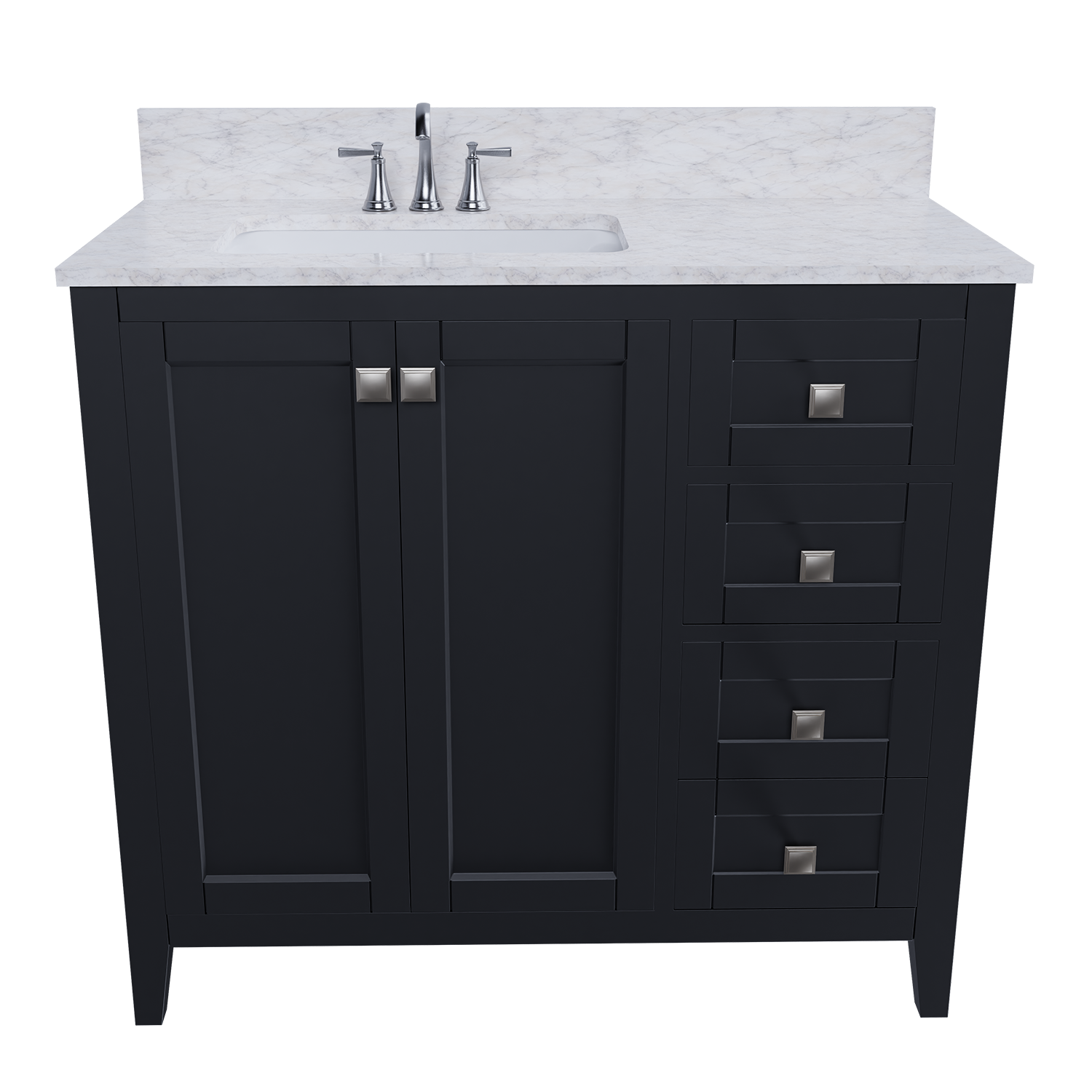 36" Coltrane Espresso Freestanding Solid Wood Bathroom Vanity With Premium Carrara Natural Marble Sink Top with 4 In. Backsplash
