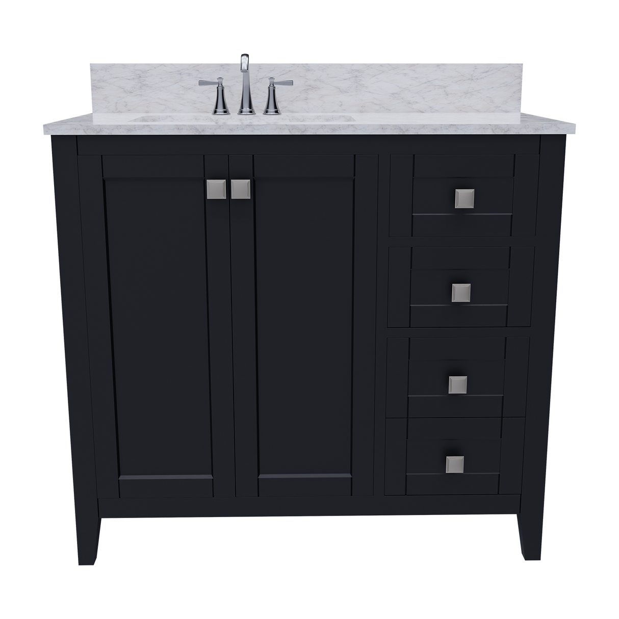 36" Coltrane Espresso Freestanding Solid Wood Bathroom Vanity With Premium Carrara Natural Marble Sink Top with 4 In. Backsplash