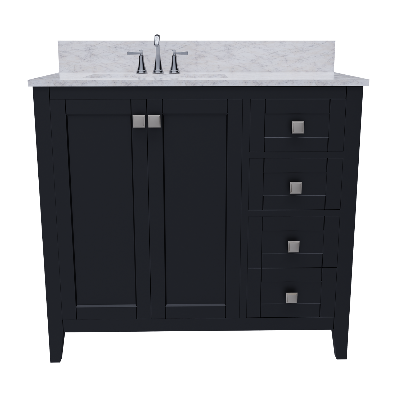 36" Coltrane Espresso Freestanding Solid Wood Bathroom Vanity With Premium Carrara Natural Marble Sink Top with 4 In. Backsplash