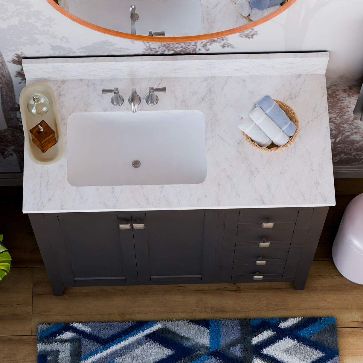36" Coltrane Espresso Freestanding Solid Wood Bathroom Vanity With Premium Carrara Natural Marble Sink Top with 4 In. Backsplash