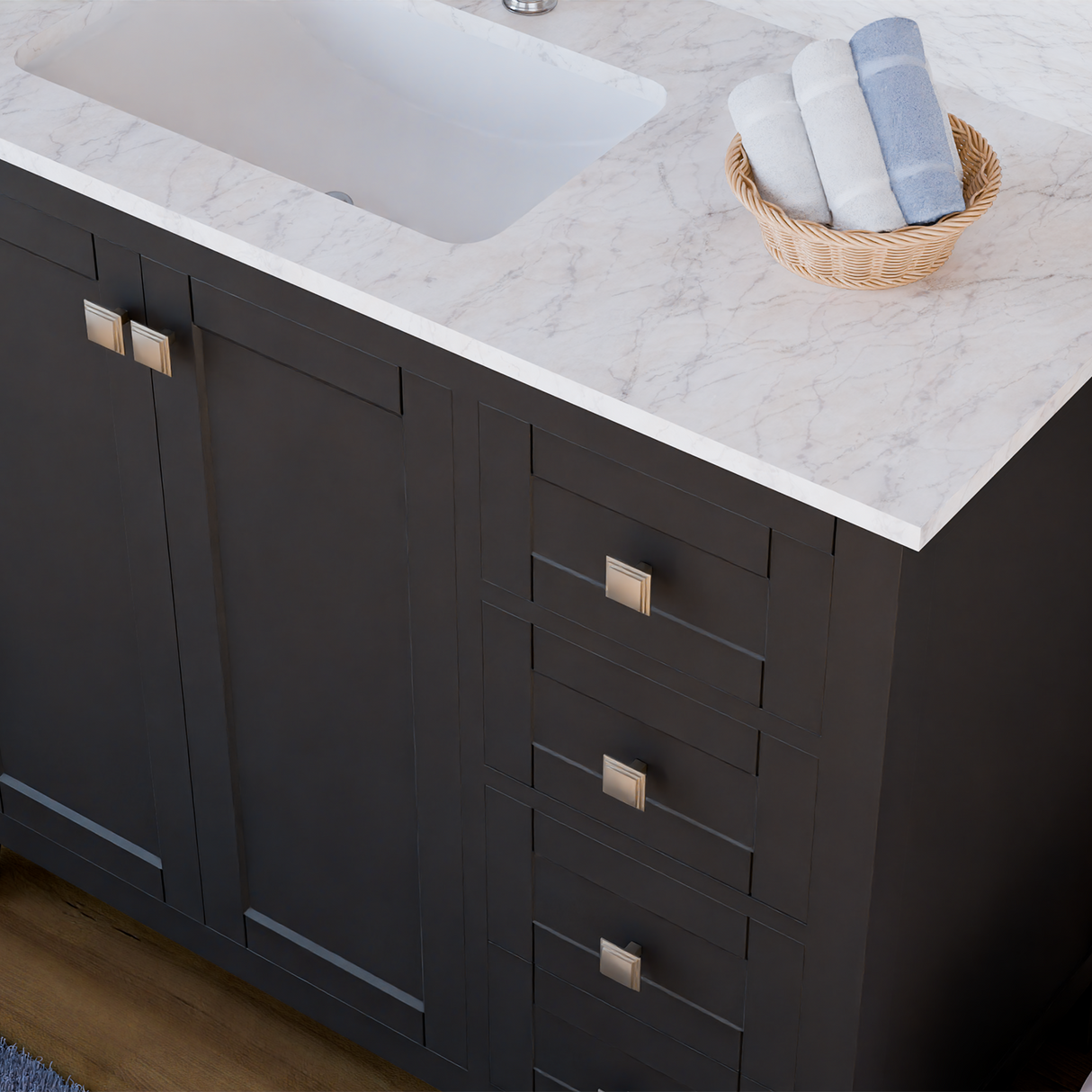 36" Coltrane Espresso Freestanding Solid Wood Bathroom Vanity With Premium Carrara Natural Marble Sink Top with 4 In. Backsplash