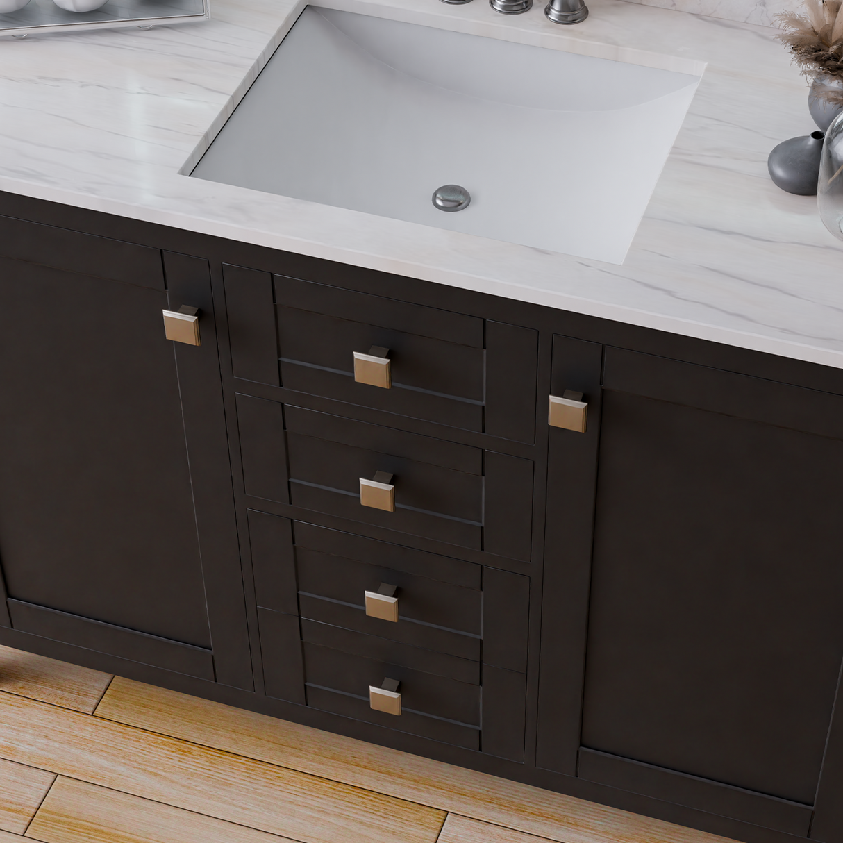 48" Coltrane Espresso Freestanding Solid Wood Bathroom Vanity With Premium Carrara Natural Marble Sink Top with 4 In. Backsplash