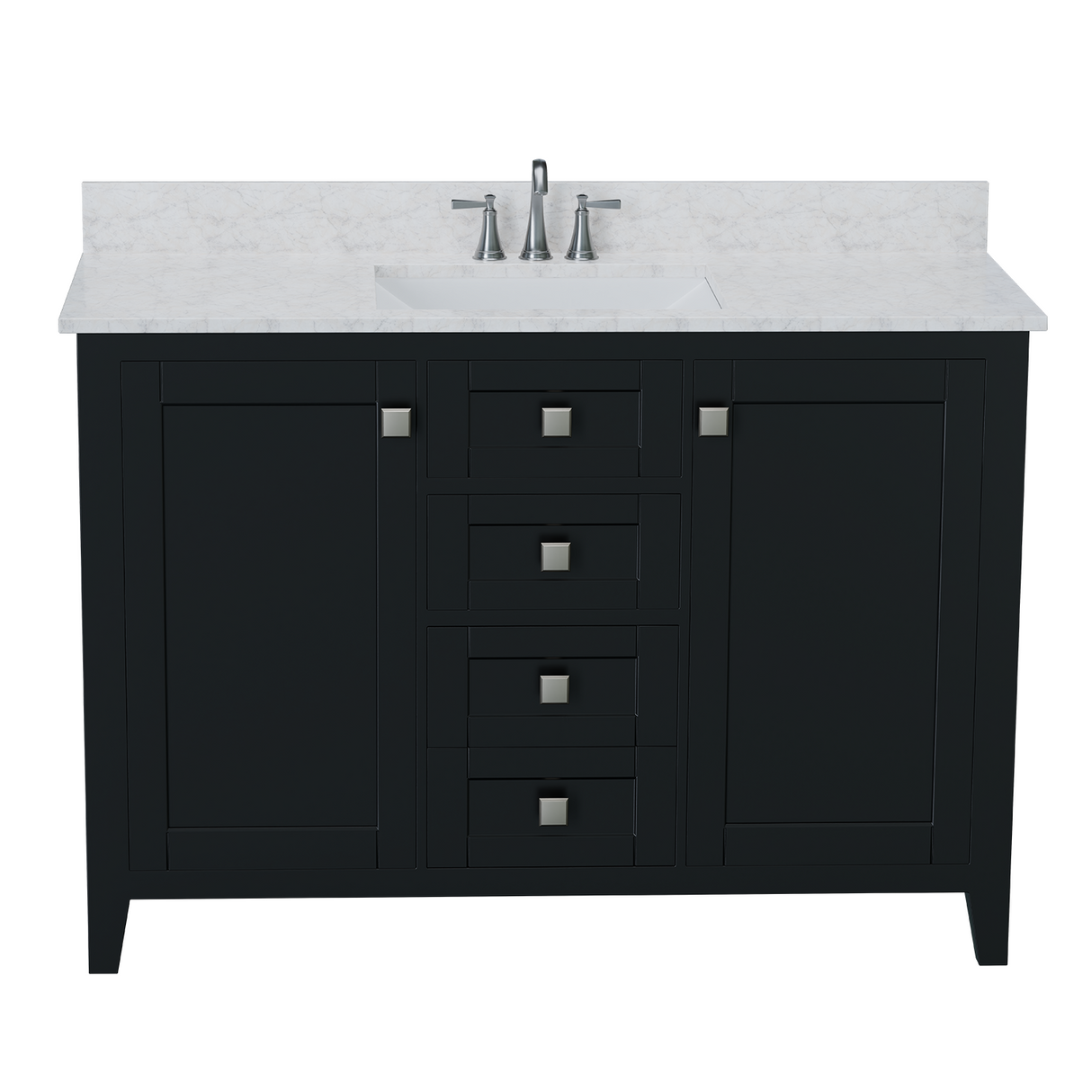 48" Coltrane Espresso Freestanding Solid Wood Bathroom Vanity With Premium Carrara Natural Marble Sink Top with 4 In. Backsplash