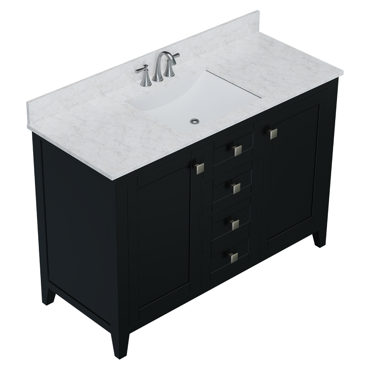 48" Coltrane Espresso Freestanding Solid Wood Bathroom Vanity With Premium Carrara Natural Marble Sink Top with 4 In. Backsplash