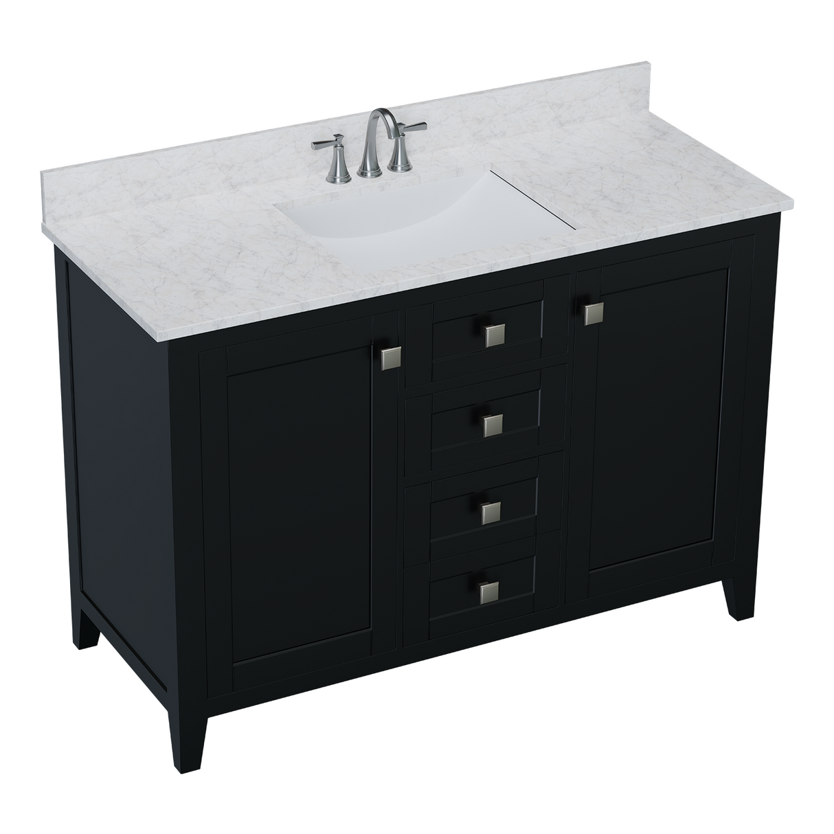 48" Coltrane Espresso Freestanding Solid Wood Bathroom Vanity With Premium Carrara Natural Marble Sink Top with 4 In. Backsplash