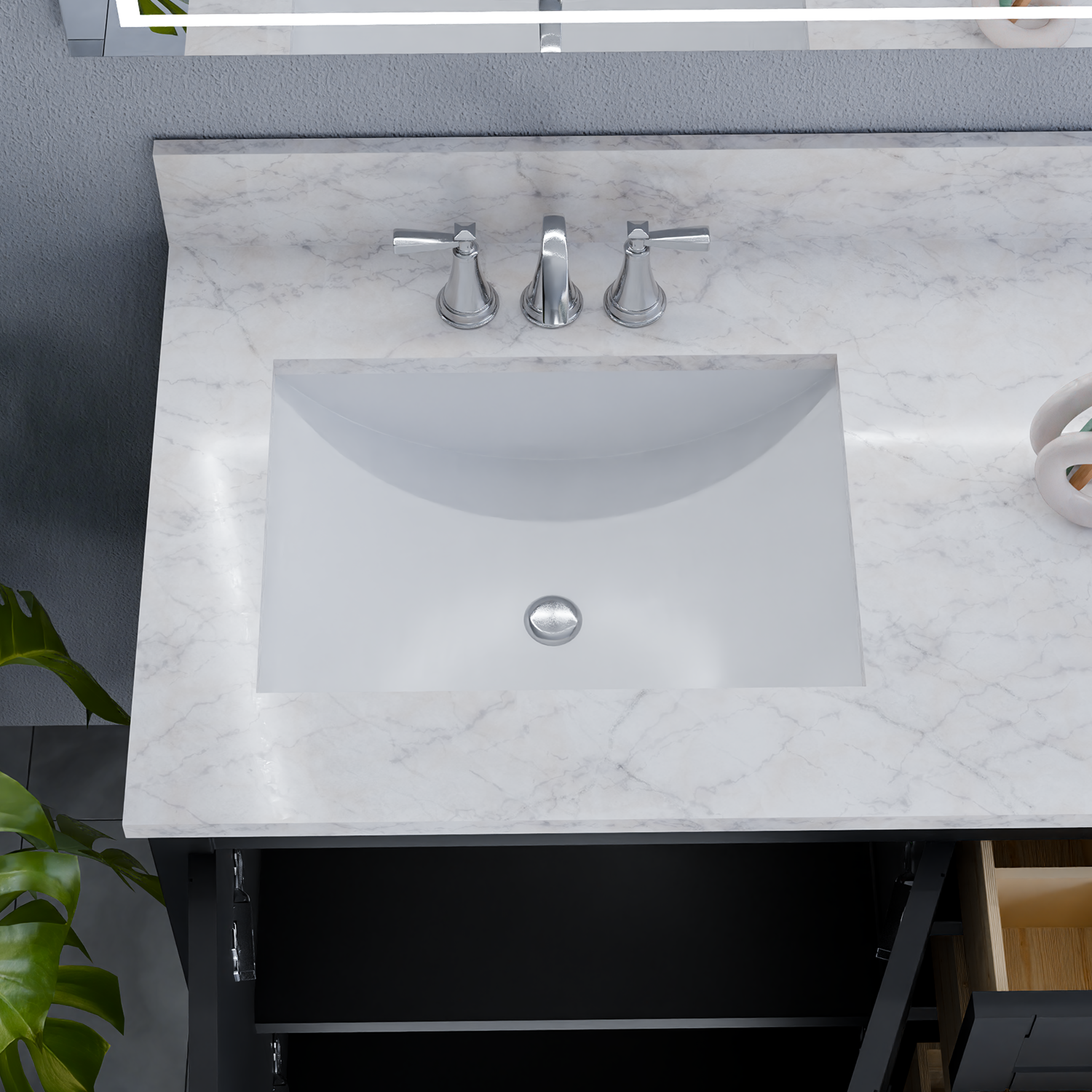 60" Coltrane Espresso Freestanding Solid Wood Bathroom Vanity With Premium Carrara Natural Marble Double Sink Top with 4 In. Backsplash