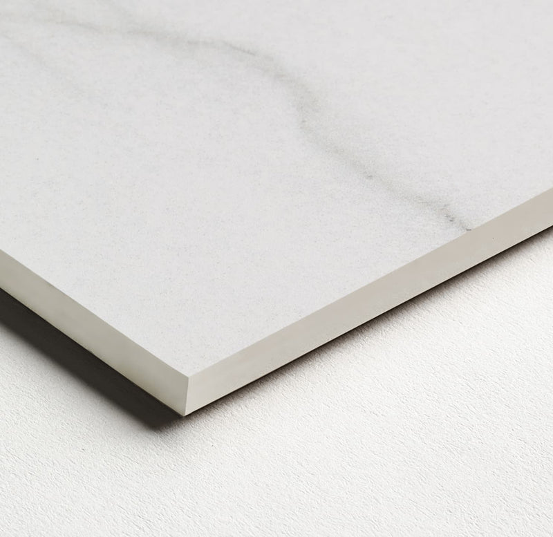 48 x 110 in Majesto Bianco Stratura Honed Rectified Colorsync Sintered Slab 6 mm surface