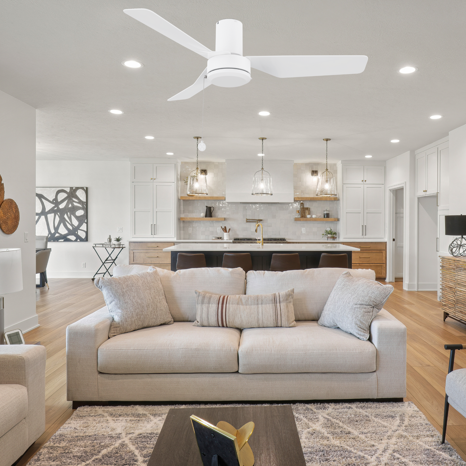FORMOSA 44 In 3 Blade Smart Ceiling Fan With Integrated LED Lights With Pull Chain