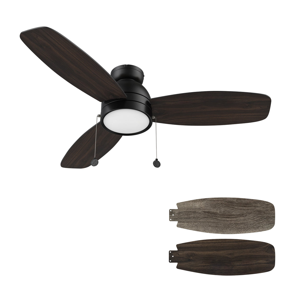GREENWOOD 48 In 3 Blade Smart Ceiling Fan With Integrated LED Lights With Pull Chain