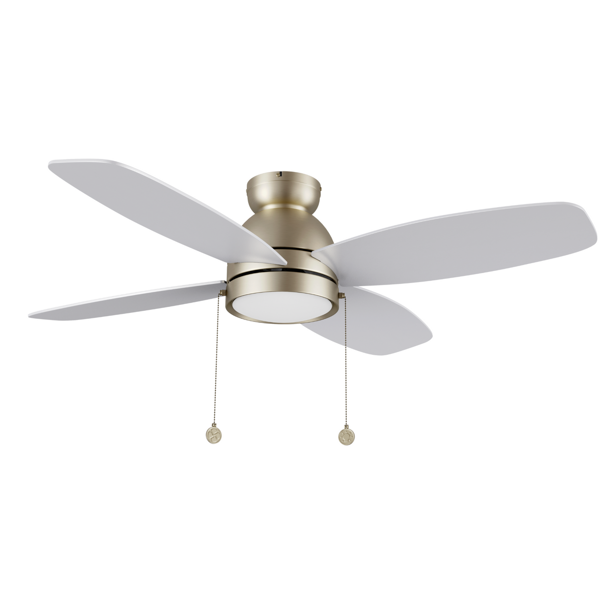 GREENWOOD 48" 4-Blade Flush Mount Ceiling Fan with LED Light & Pull Chain