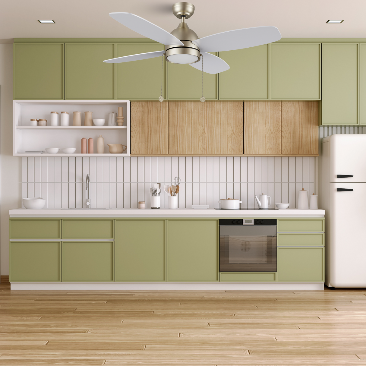 GREENWOOD 52" 4-Blade Ceiling Fan with LED Light & Pull Chain