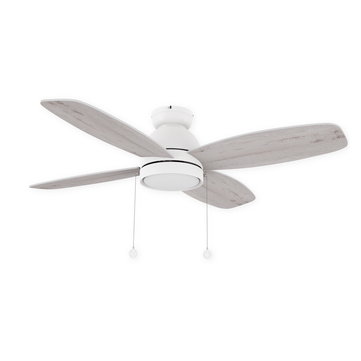 GREENWOOD 48" 4-Blade Flush Mount Ceiling Fan with LED Light & Pull Chain