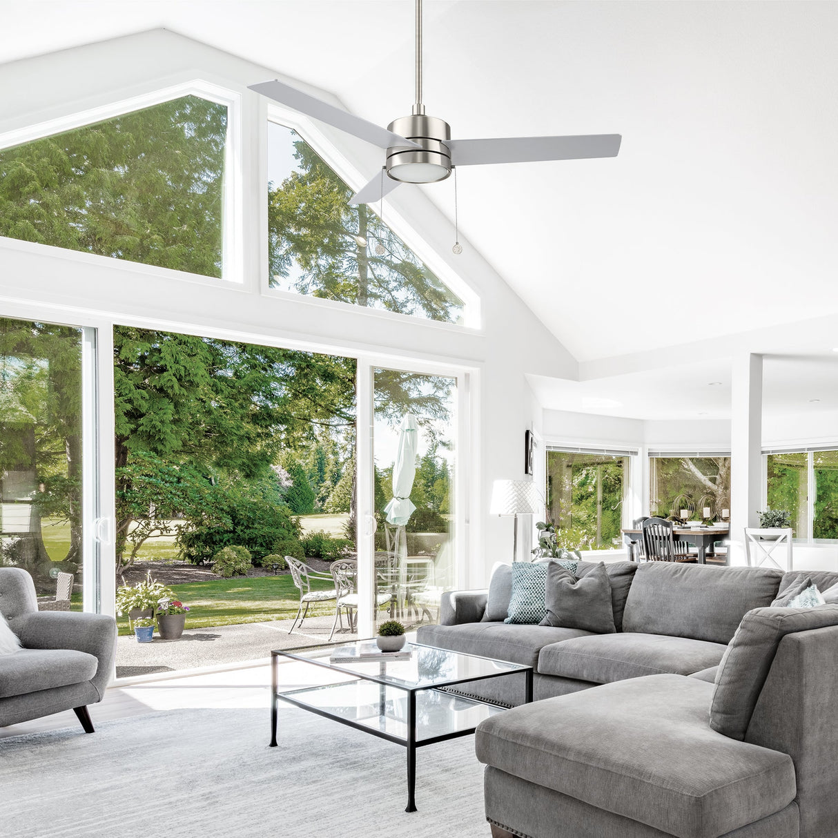 ASCOTT 52 In 3 Blade Smart Ceiling Fan With Integrated LED Lights With Pull Chain