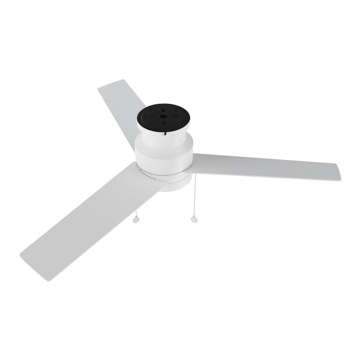 ASCOTT 52 inch 3-Blade Flush Mount Ceiling Fan with LED Light & Pull Chain