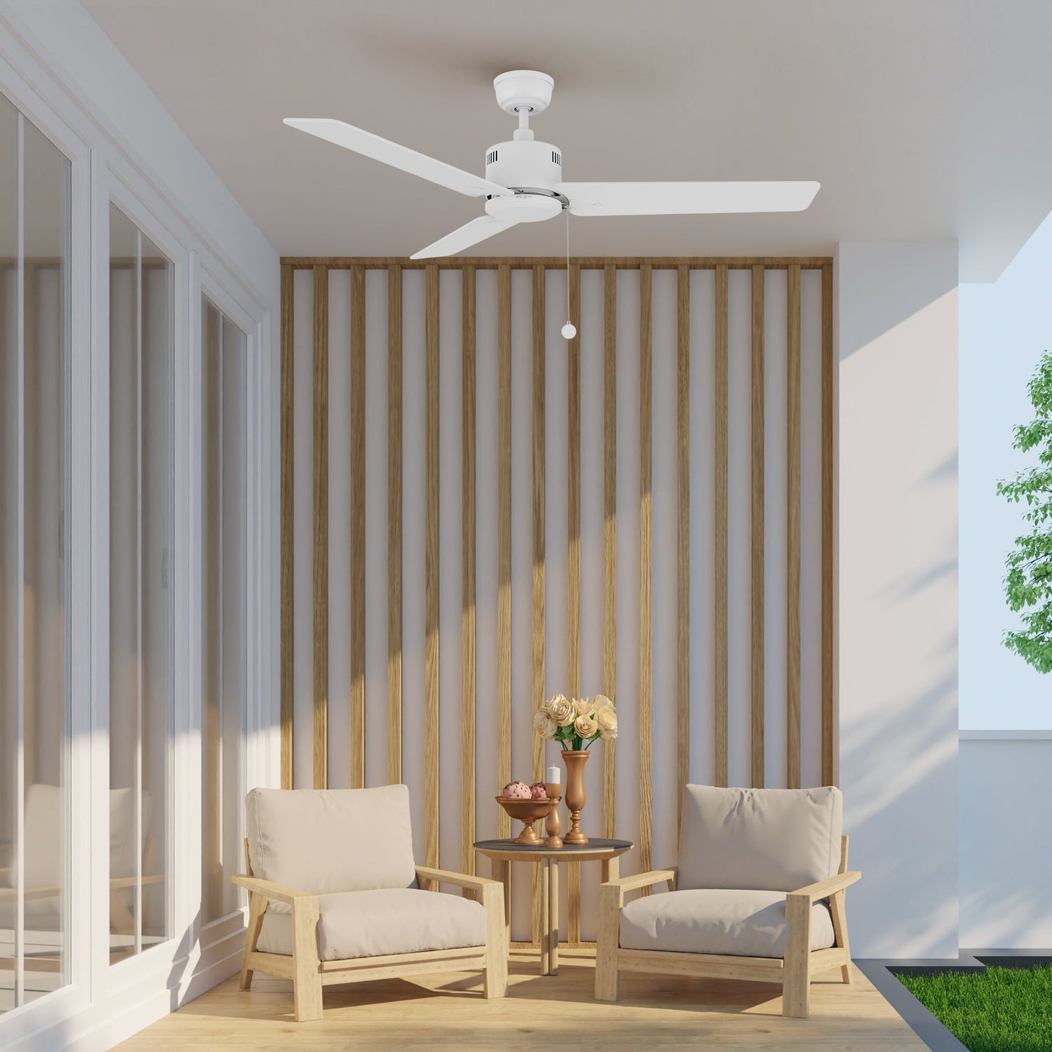 APEX 52 In 3 Blade Smart Ceiling Fan Without  LED  Lights With Pull Chain