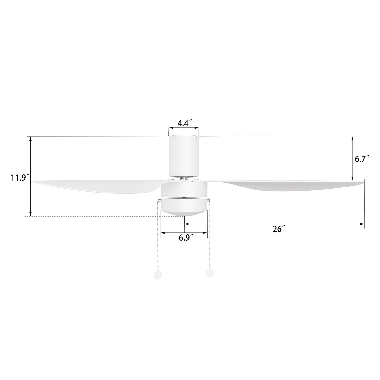 HAVEN 52 In 3 Blade Smart Ceiling Fan With Integrated LED Lights With Pull Chain
