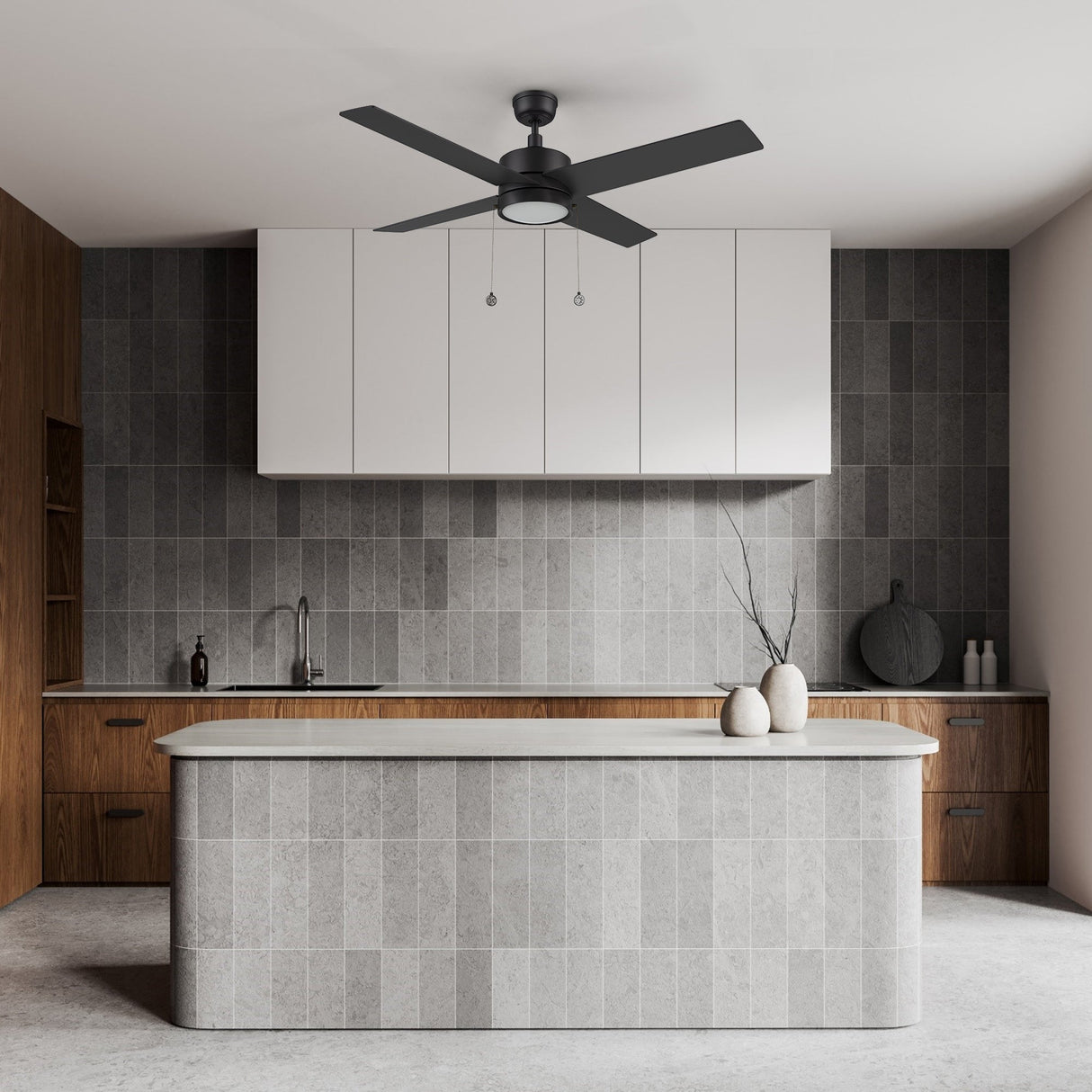 ASCOTT 52 In 4 Blade Smart Ceiling Fan With Integrated LED Lights With Pull Chain