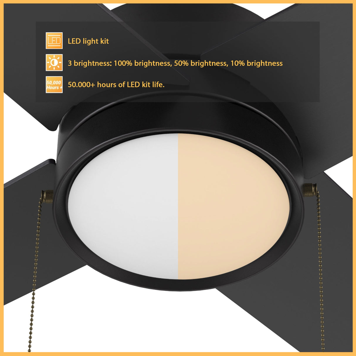 ASCOTT 52 In 4 Blade Smart Ceiling Fan With Integrated LED Lights With Pull Chain