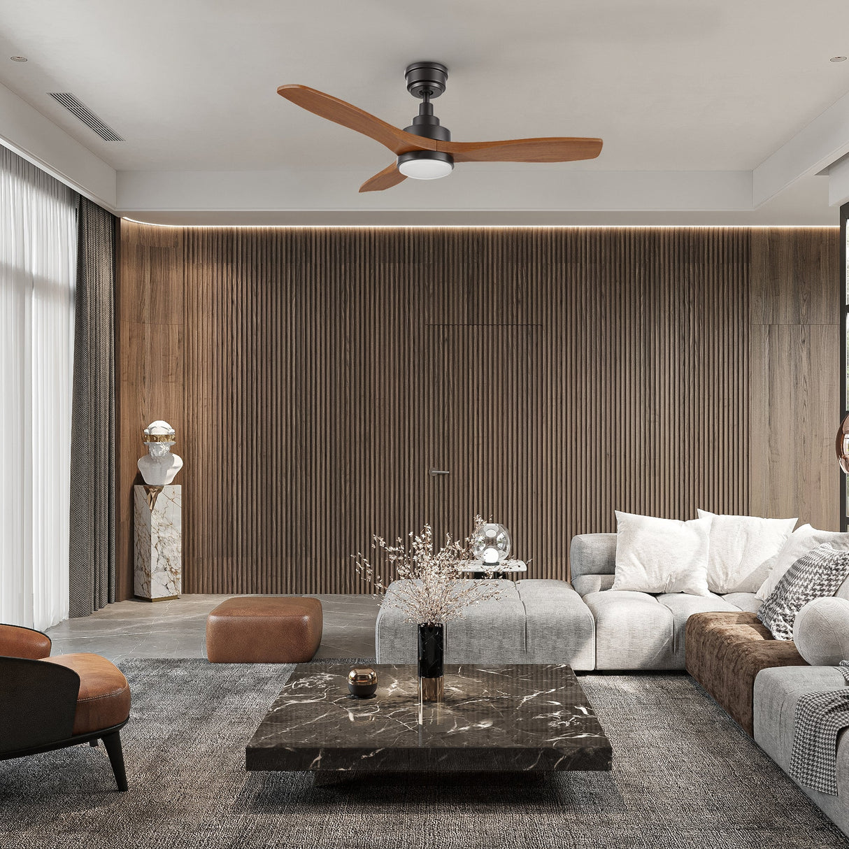 BONELLI 48 In 3 Blade Smart Ceiling Fan With Integrated LED Lights With Remote Control