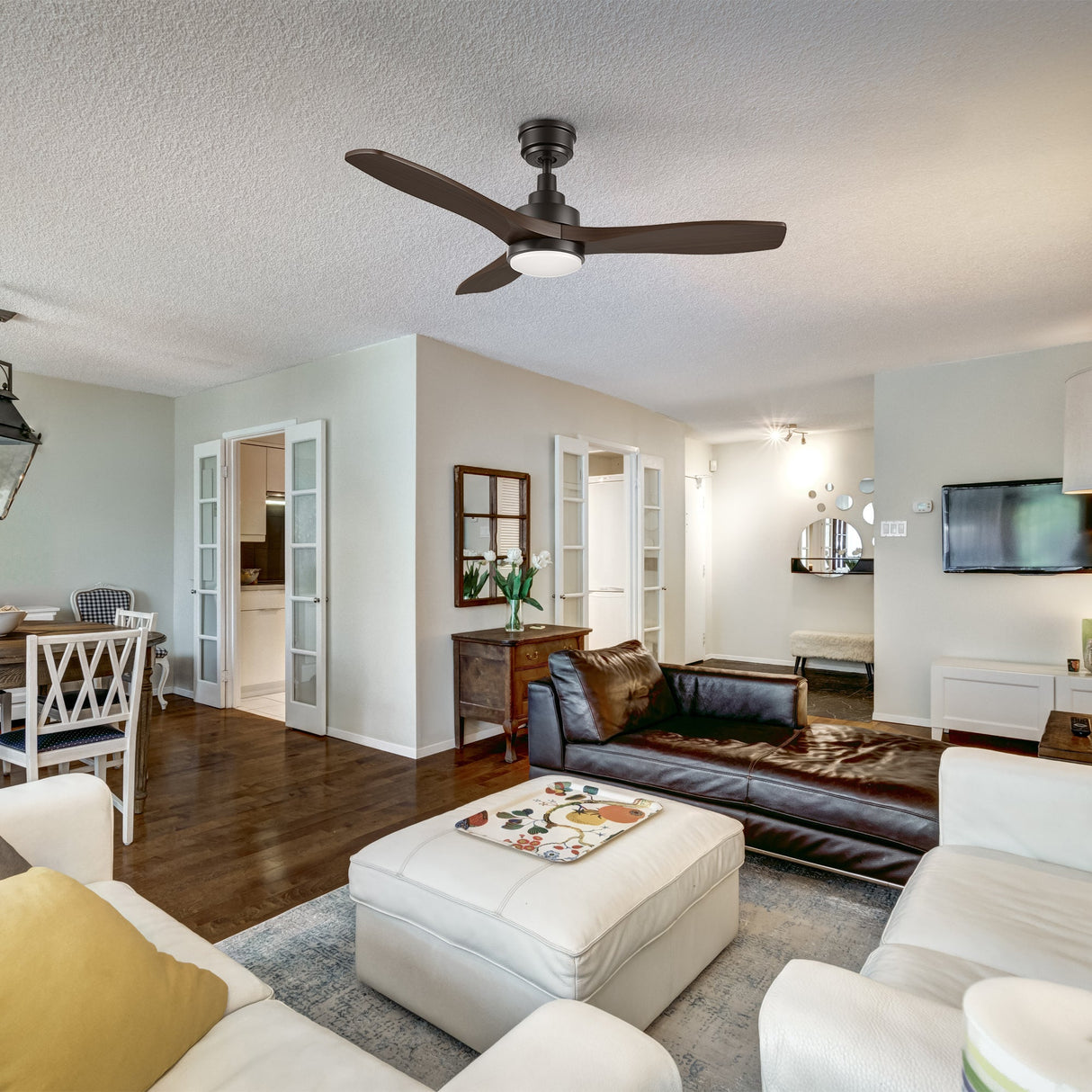 BONELLI 48 In 3 Blade Smart Ceiling Fan With Integrated LED Lights With Remote Control