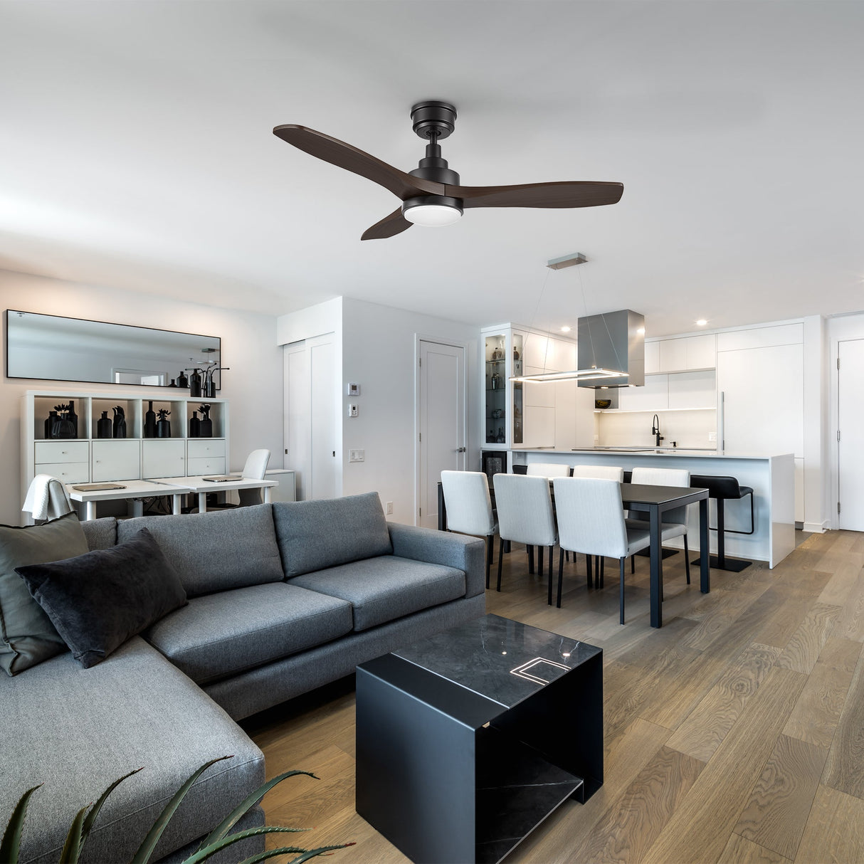 BONELLI 48 In 3 Blade Smart Ceiling Fan With Integrated LED Lights With Remote Control