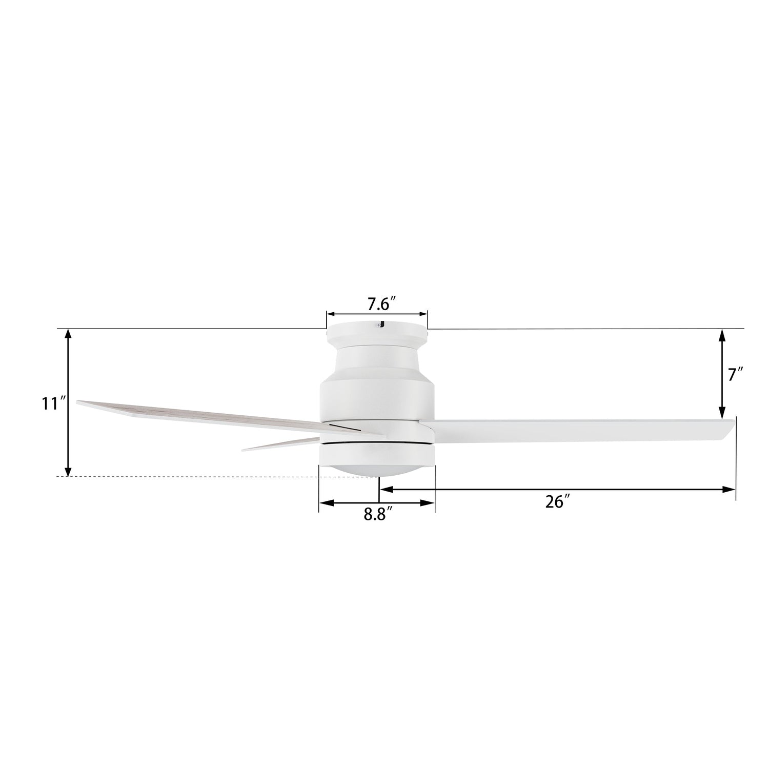 SANTANA 52 inch 3-Blade Flush Mount Ceiling Fan with LED light & Remote